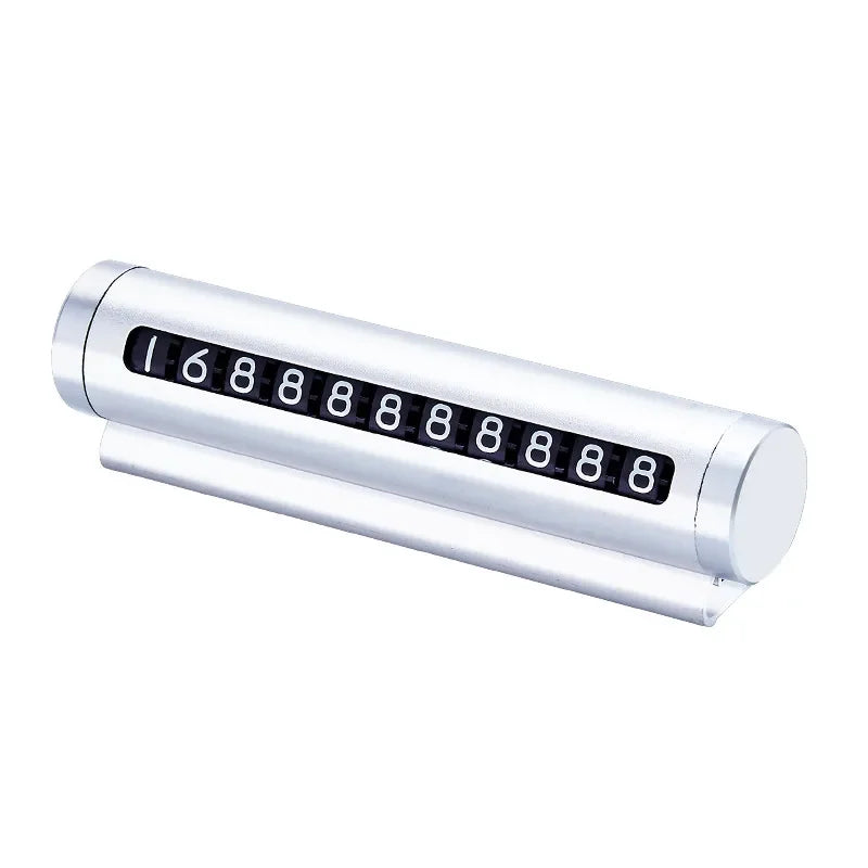 Metal Car Temporary Parking Card Universal Rotate Phone Number Plate Aluminum Stickers Park Stop in Car-styling Auto Accessories Oasis Select Silver 1PC