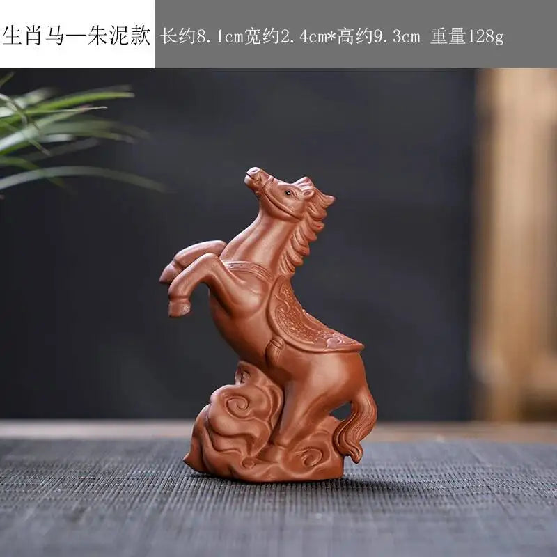 Zisha Twelve Zodiac Creative Tea Pet Ornaments Nurturable Tea Play Tea Accessories Cute Zodiac Small Ornaments Oasis Select Zhu Ni x Horse