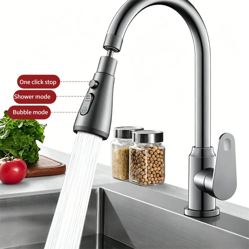 2 In 1 Kitchen Faucet Extender Universal 720° Rotate Pull Out Kitchen Tap Multi-mode Strong Flushing Booster Kitchen Accessories Oasis Select
