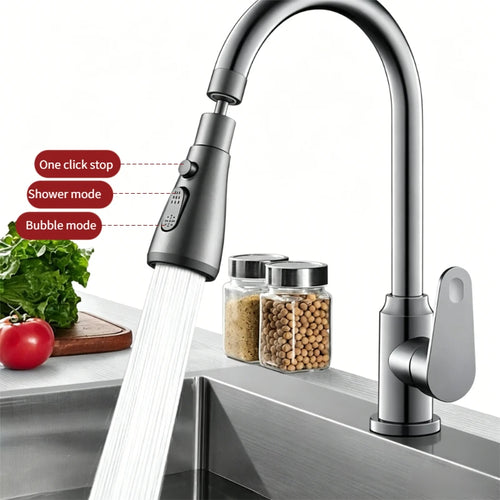 2 In 1 Kitchen Faucet Extender Universal 720° Rotate Pull Out Kitchen Tap Multi-mode Strong Flushing Booster Kitchen Accessories Oasis Select