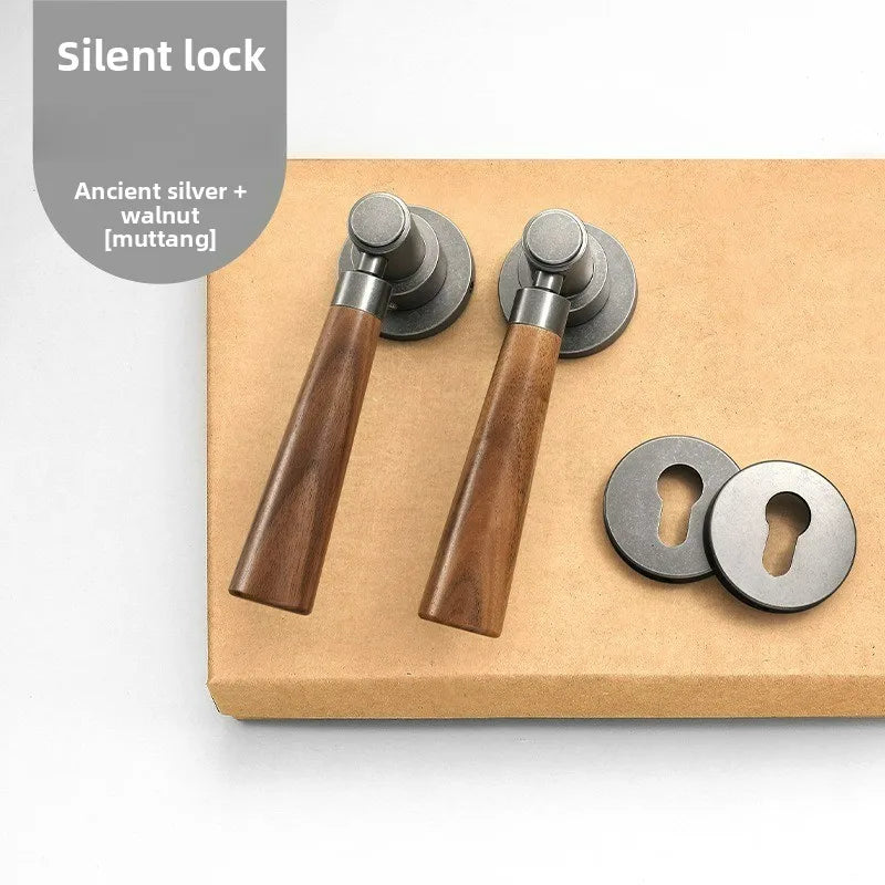 Mid Ancient Style Bedroom Split Lock Universal Door Silent/magnetic Lock Indoor Room Retro Wooden Door Handle Lock Oasis Select Color A Silent