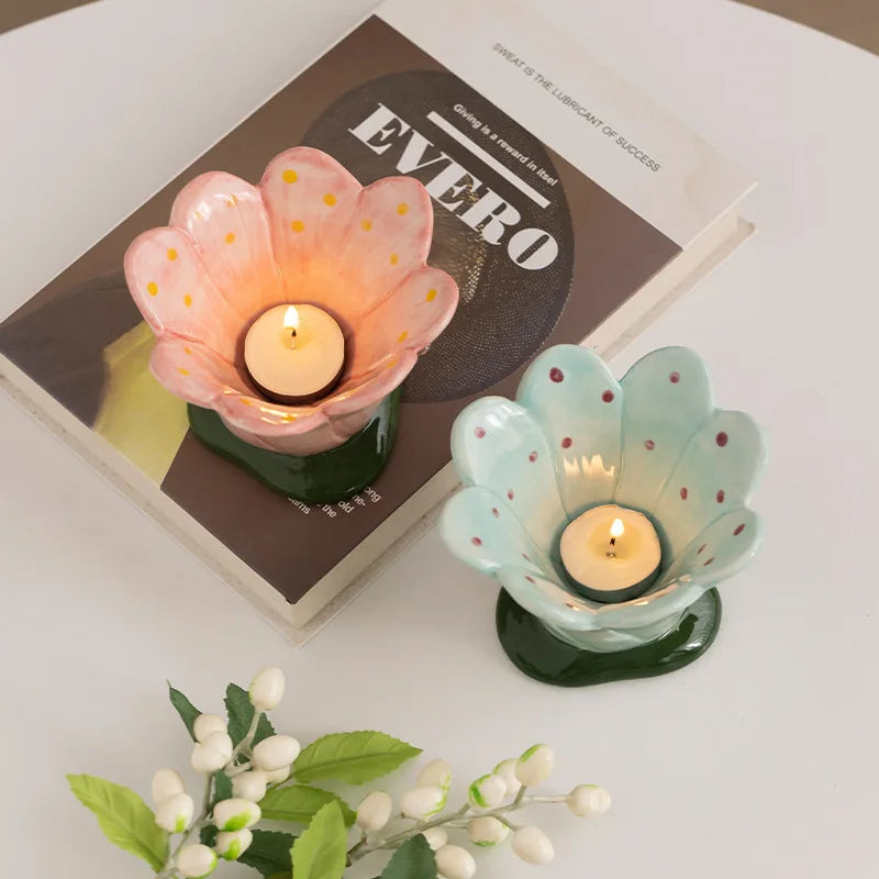 Hand-painted Ceramic Flowers Cup Aromatherapy Candle Cup Nordic Simple Candlestick Utensils Empty Cup Girls Birthday Gift Oasis Select