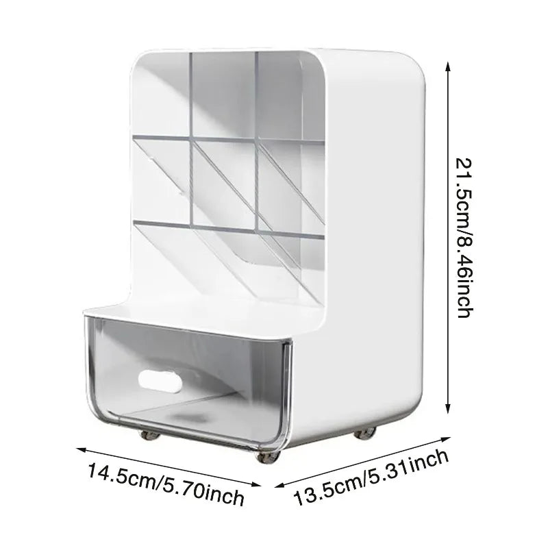 Desktop Storage Box with Acrylic Feel Student Makeup Storage Rack Drawer Style Miscellaneous Items Slanted Insertion Pen Holder Oasis Select