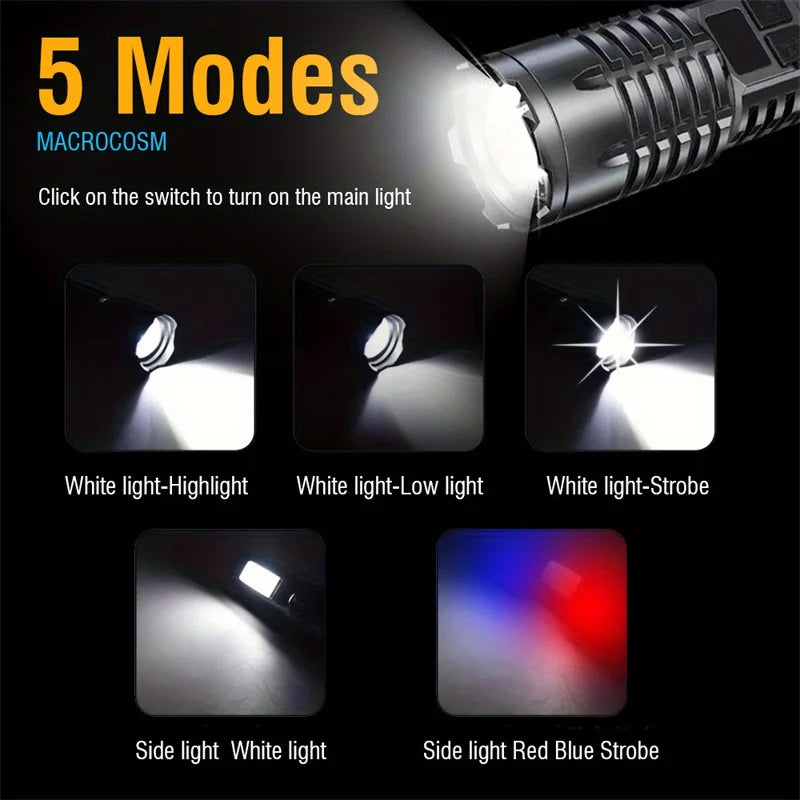 Mikenoon Rechargeable LED Flashlight with COB Side Light
