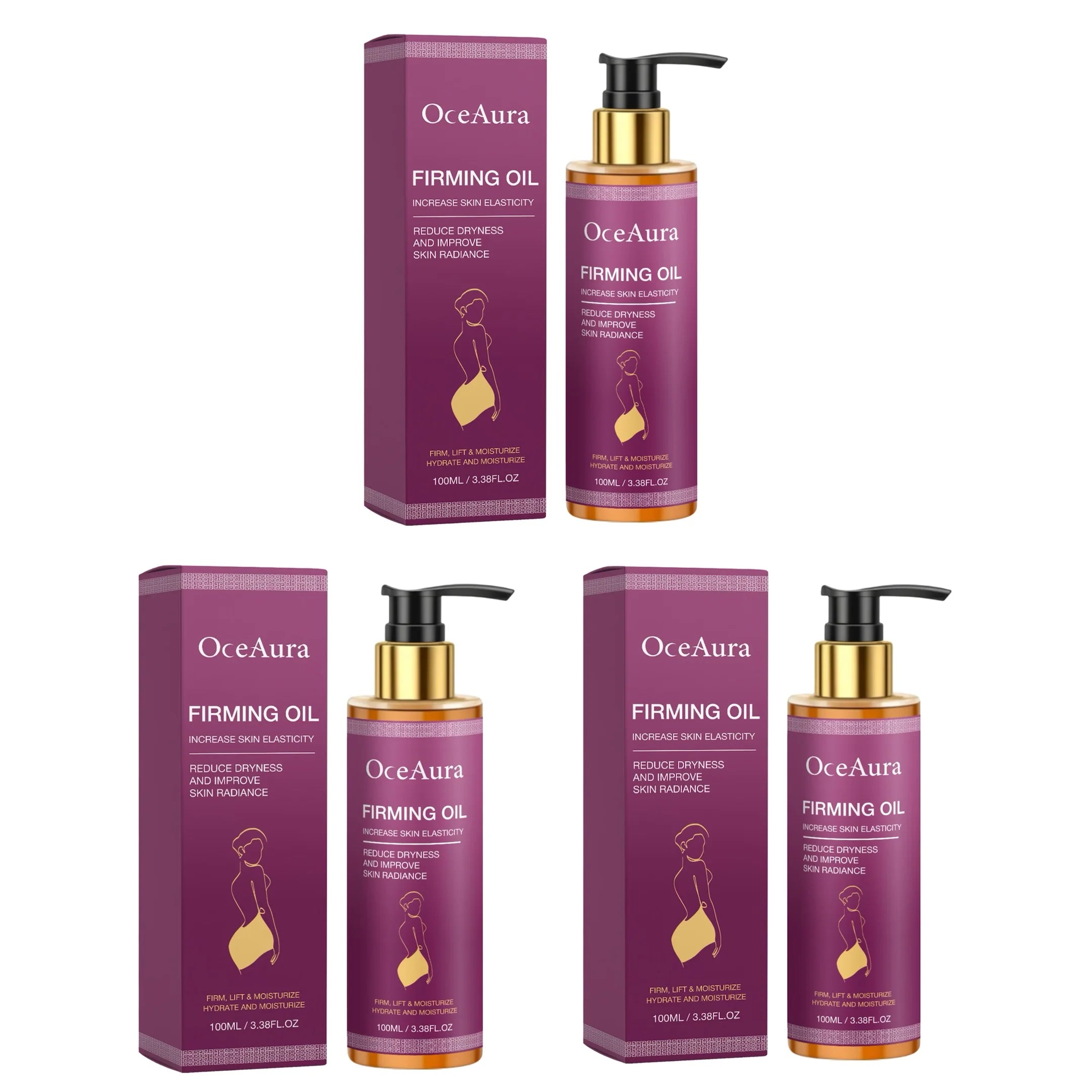 Luxury Firming Nourishing Body Oil Deep Hydrating Reduce Dryness Lifting Soothing Skin Increase Elasticity Body Glow Massage Oil Oasis Select 100ml x3 boxed