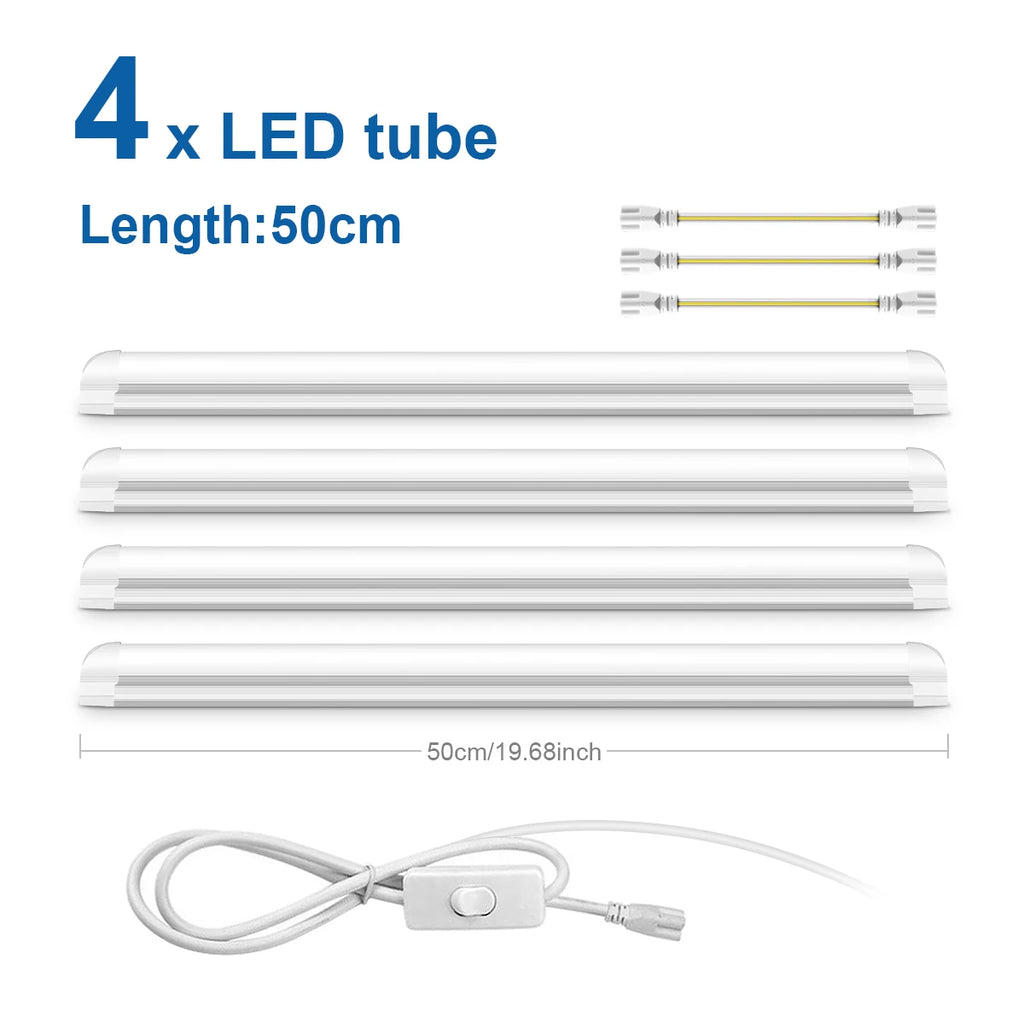 LED Tube T8 Lamp 220V EU Plug Aluminum Fluorescent Light Tube 50CM 25W LED Wall Lamp 50000 Hours Life Warm/Cold/Neutral White Oasis Select 4PCS LED Tube 200-230V EU Plug White