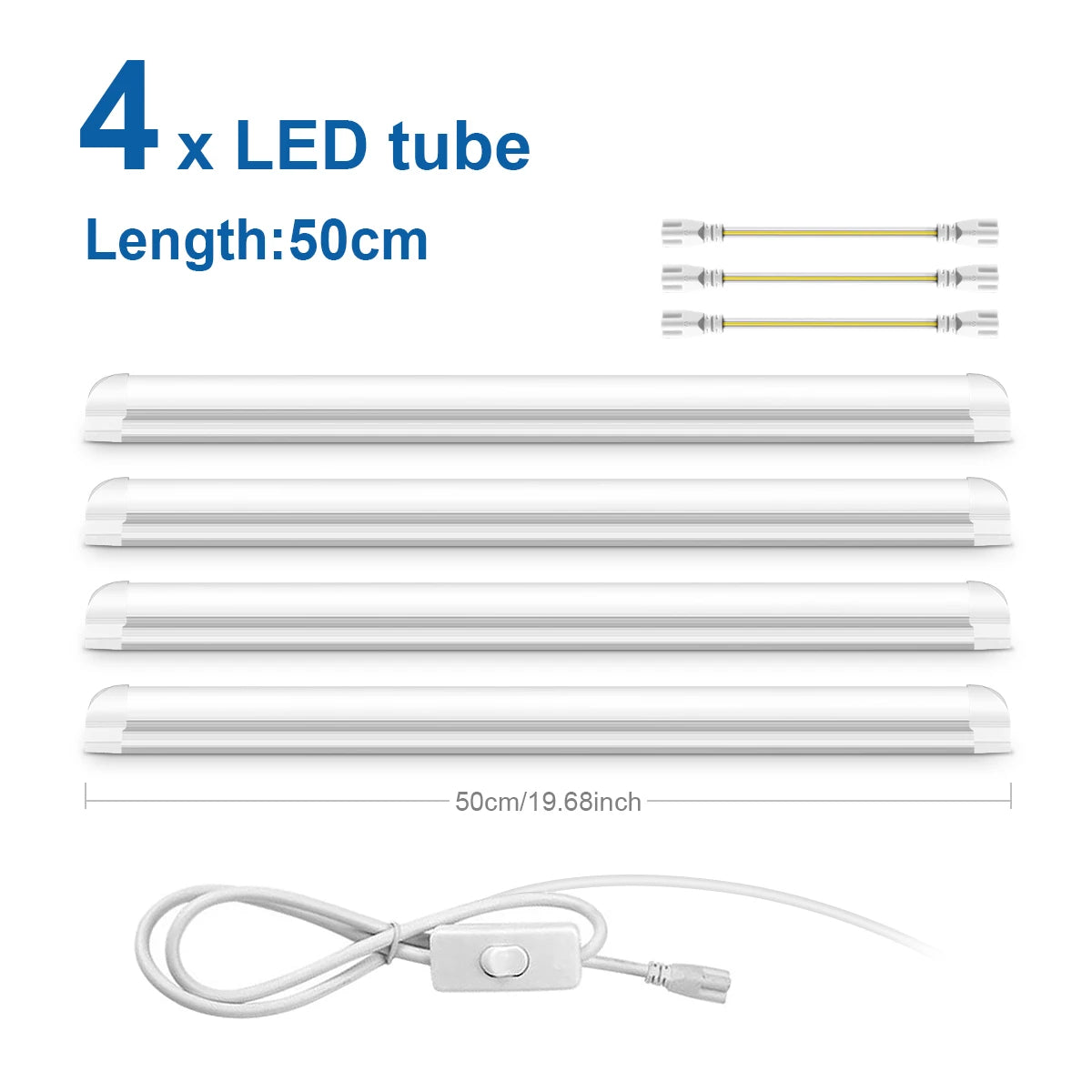 LED Tube T8 Lamp 220V EU Plug Aluminum Fluorescent Light Tube 50CM 25W LED Wall Lamp 50000 Hours Life Warm/Cold/Neutral White Oasis Select 4PCS LED Tube 200-230V EU Plug White