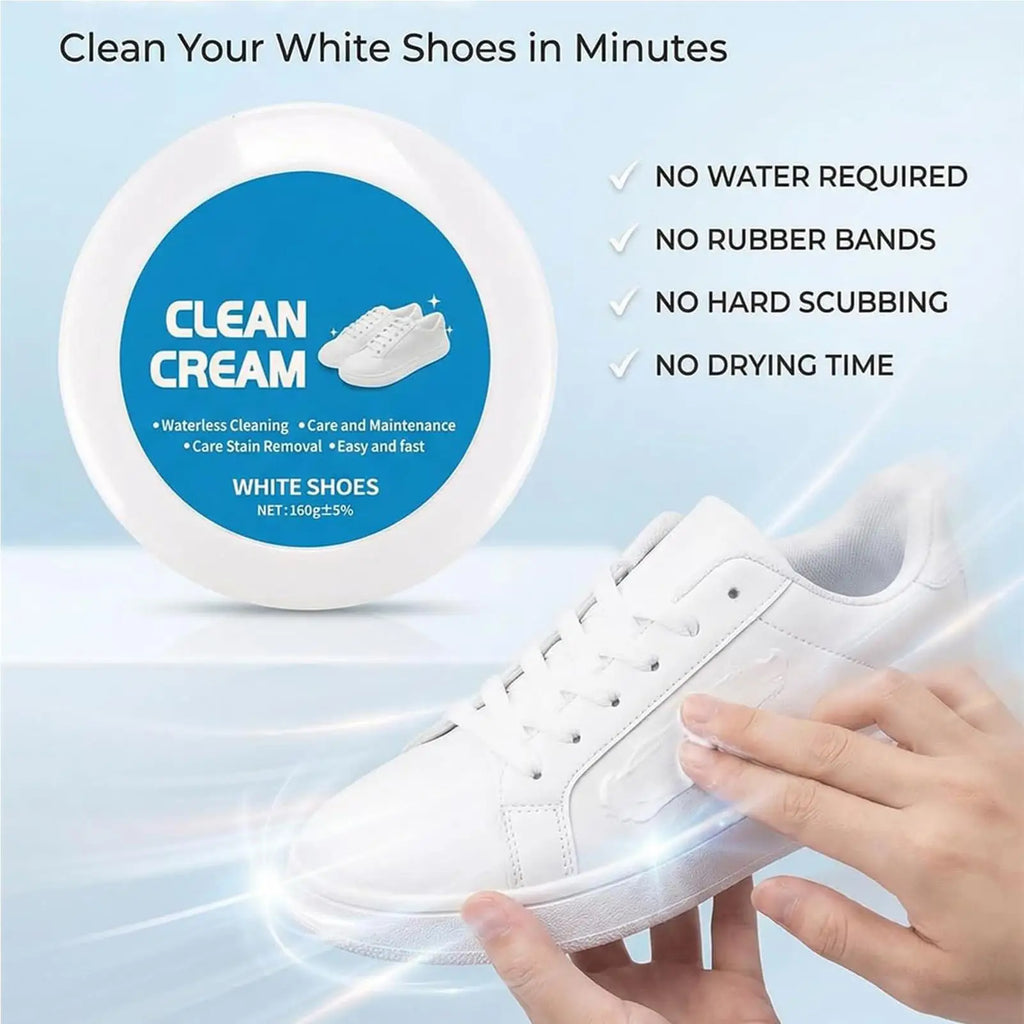 160g White Shoes Cleaning Cream Stains Remover Shoes Whitening All-Purpose Cleansing Cream With Wipe Sponge For Shoes Sneakers Oasis Select