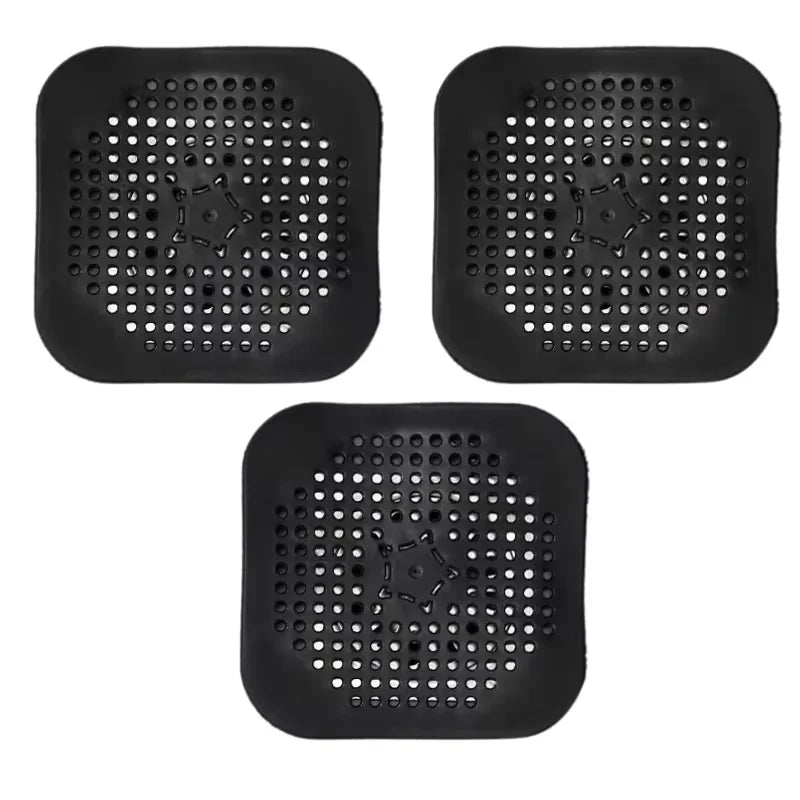 3PCS Drain Hair Catcher Filter Sink Anti-blocking Strainer Bathtub Shower Floor Silicone Stopper Cover Kitchen Bathroom Accessor Oasis Select black 3pcs