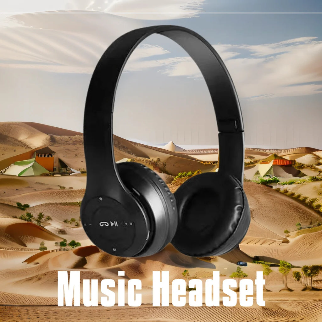 Stereo Headset Bluetooth Folding Series Wireless Sports Game Headset Wireless Headphones Foldable HIFI Headset Earphone with Mic Oasis Select Black