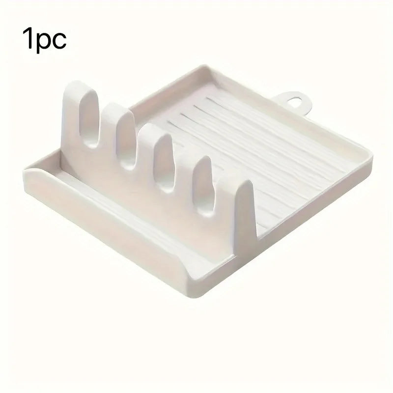 Silicone Utensil Holder, Cutlery Holder, Spoon Storage Rack, Suitable for Spatula, Long-handled Spoon, Fork, Put Pot Lid Oasis Select WHITE