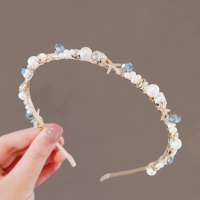 Starfish Shell Pearl Headband | Ocean Beach Hair Accessory Shell Hair Headband Oasis Select A1