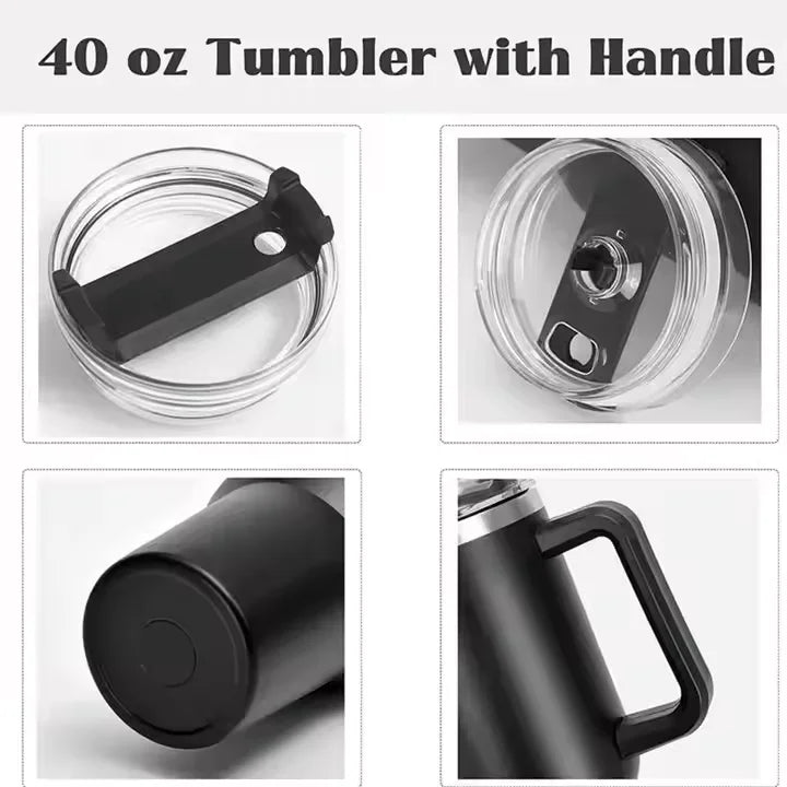 40oz Tumbler Vacuum Insulated Thermos Custom Travel Cup Stainless Steel Water Bottle Coffee Mugs With Handle Outdoor Drinkware Oasis Select