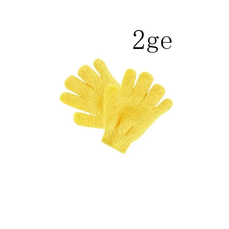 1/2/3pairs Five Fingers Bath Gloves Peeling Exfoliating Household Shower Towel Scrub Body Wash Elastic Wipe Body Cleaning Tools Oasis Select 1pairs yellow