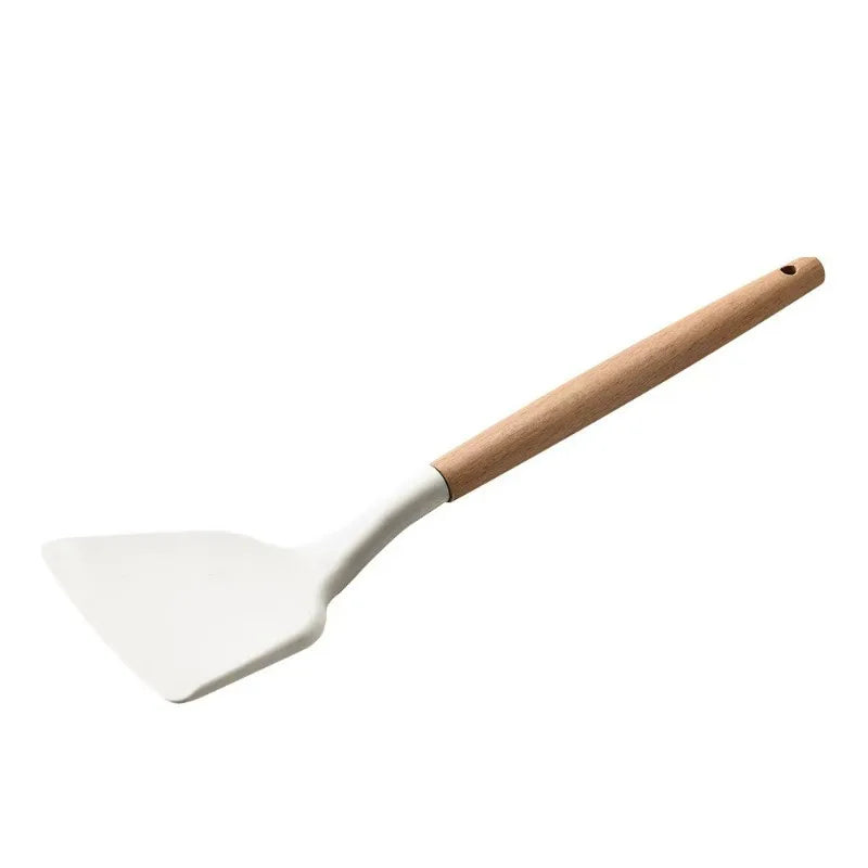 Kitchenware Food Grade Silicone Spatula Non Stick Pan for Stir Frying Kitchen and Home Use Spatula Pancake Maker Oasis Select White-31cm