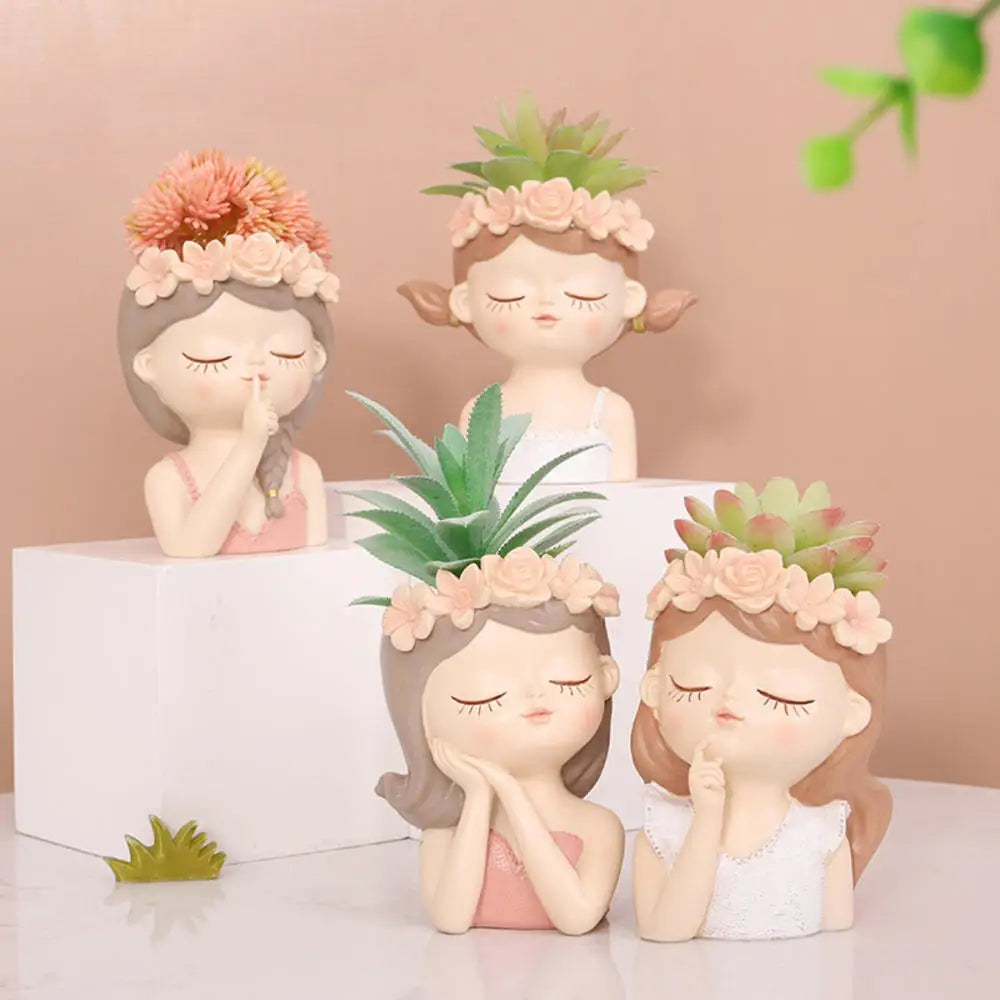 3D Beauty Flower Girls Pot Silicone Mold DIY Homemade Portrait Succulent Flower Vase Plaster Gypsum Epoxy Resin Mould Home Decor Oasis Select