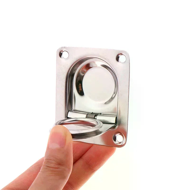 1Pc 65x56MM Stainless Steel Square Pull-ring Springloaded Boat Deck Hatch Pull Flush Mount Hardware Cabinet Recessed Rings Pull Oasis Select