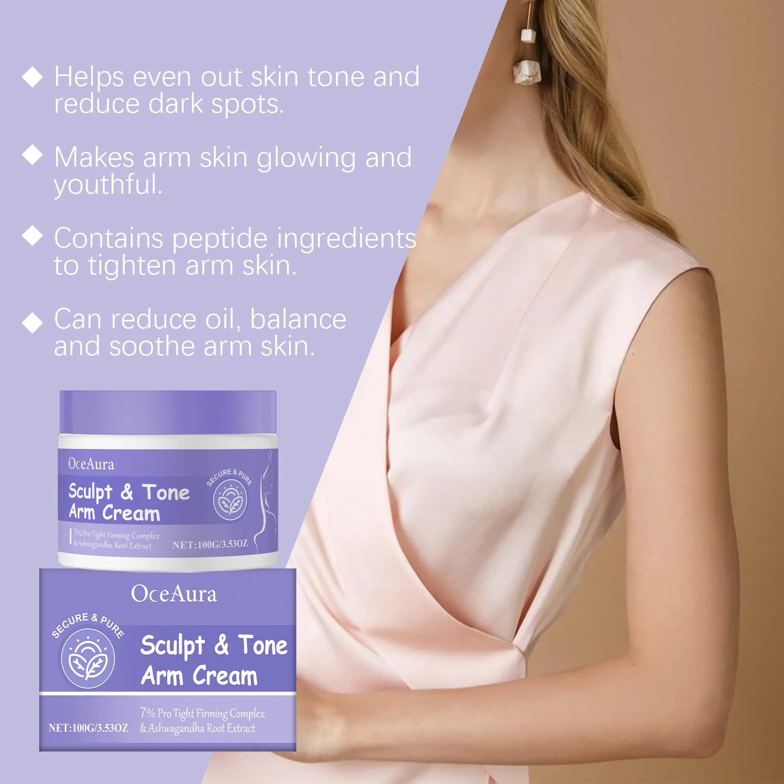 Sculpt & Tone Arm Firming Cream Remove Wrinkles Lifting Skin Anti Sagging Arm Massage Tightening Fast Shipping Body Care Cream Oasis Select