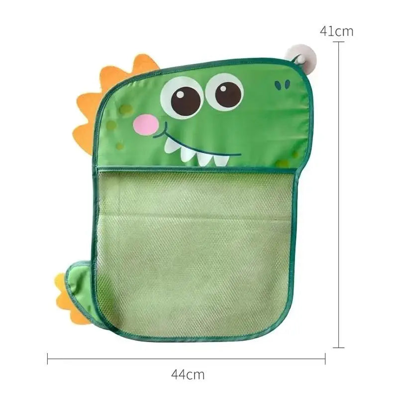 1pc Suction Cup Bath Toy Storage Bag, Mesh Hanging Organizer for Bathtub, Portable Travel Dinosaur Animal Baby Bath Basket Oasis Select