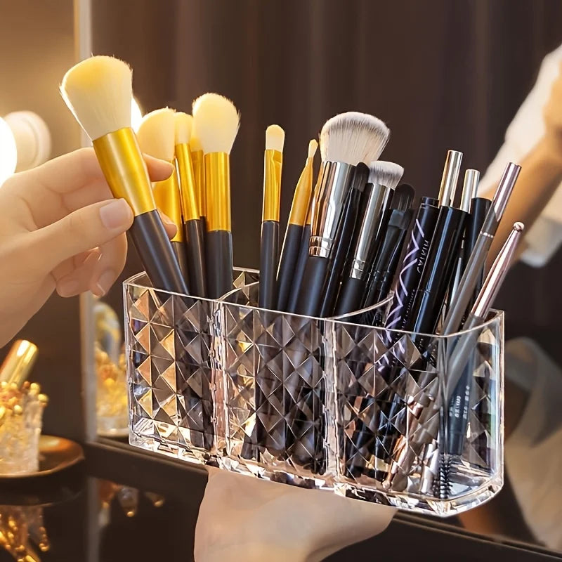 Clear Acrylic Makeup Organizer Holder For Brushes Lipstick And Cosmetics Vanity Desk Storage Box Produce Fridge Container Oasis Select
