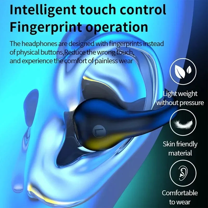 NEW TWS Q80 Wireless Headphones Bluetooth 5.3 Bone Conduction Earphones Earclip Design Touch Control Led Earbuds Sports Headsets Oasis Select