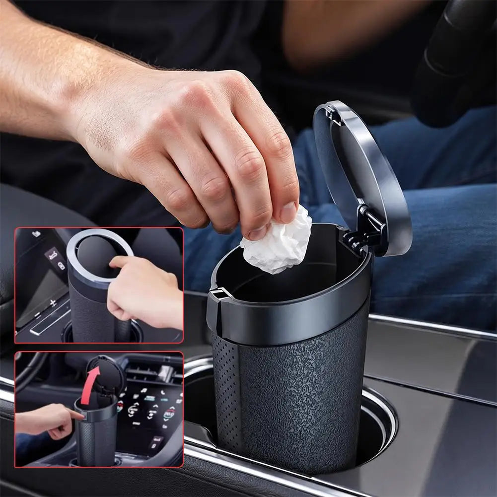Universal Car Trash Can with Lid | Portable Car Bin Organizer