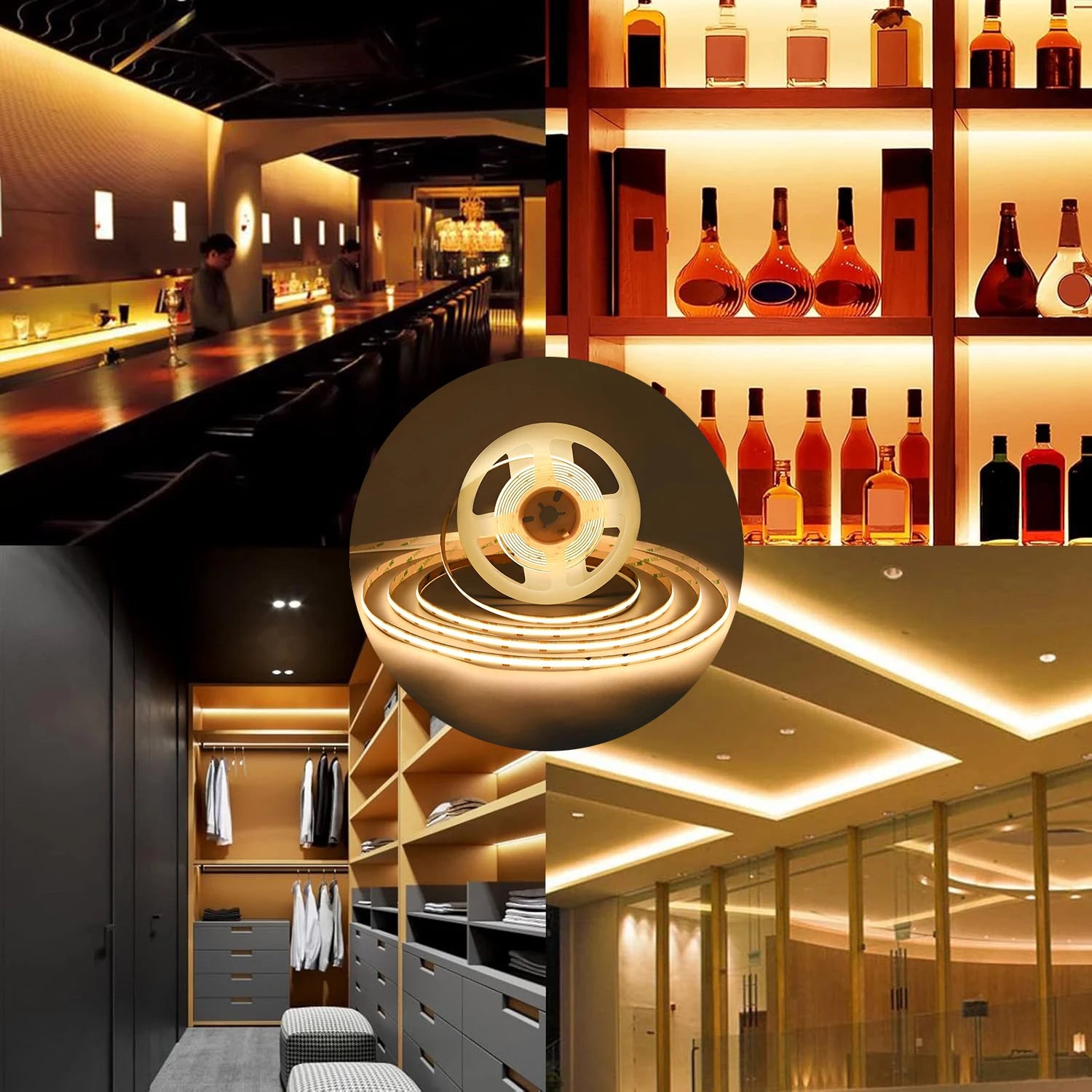 DC 12V 24V 8MM COB LED Light Strip Room Decoration 320LEDs/m Led Tape High Density Flexible 3000K 3500K 4000K 6000K Oasis Select