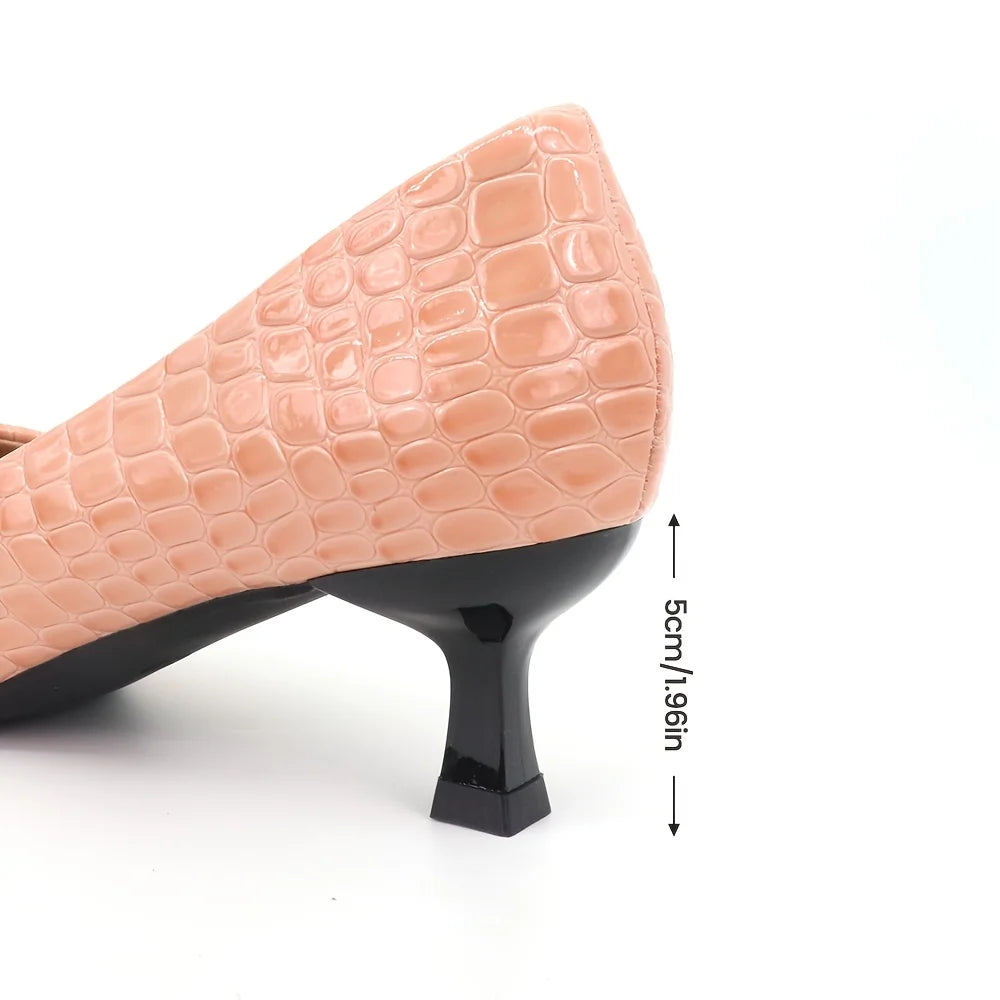 Nude Pink Pointed Toe Pumps – Faux Leather Block Heels for Weddings, Office & Daily Wear, Leg-Lengthening Slip-On Dress Shoes Oasis Select