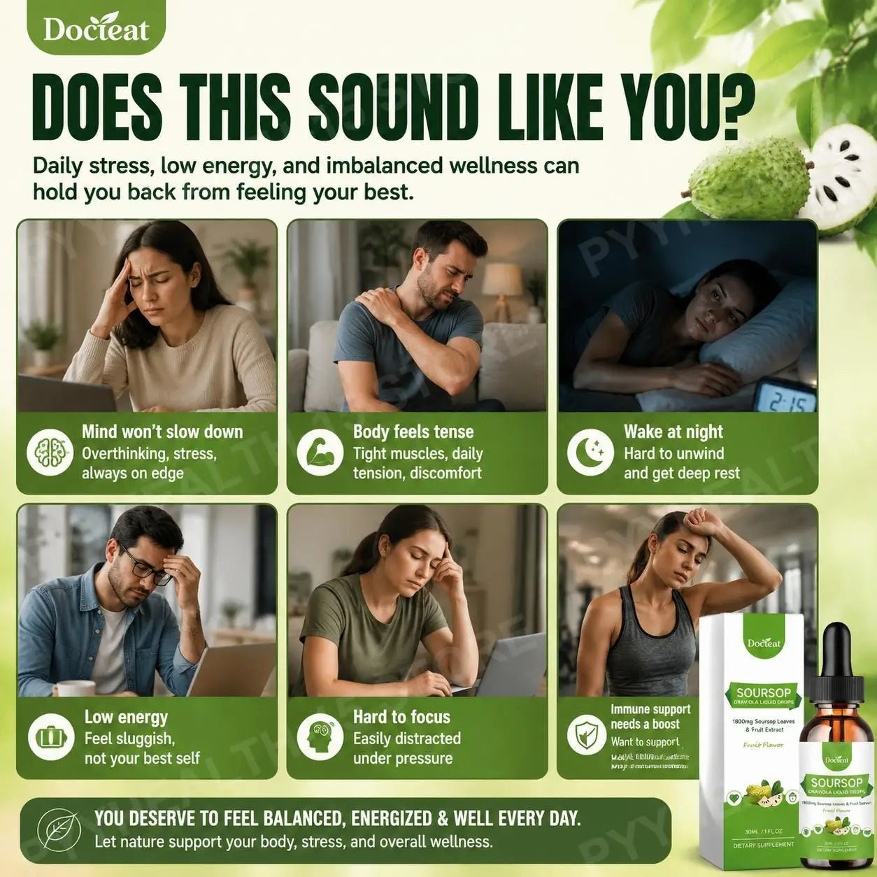 Soursop Graviola Liquid Drops 1800mg – Daily Herbal Supplement Herbal Liquid Drops Oasis Select