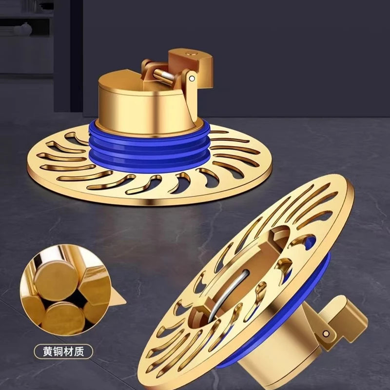 Floor Drain All-copper Shower Floor Drain Stopper Insectproof Anti-odor Deodorization Toilet Kitchen Bathroom Toilet Sewer Drain Oasis Select