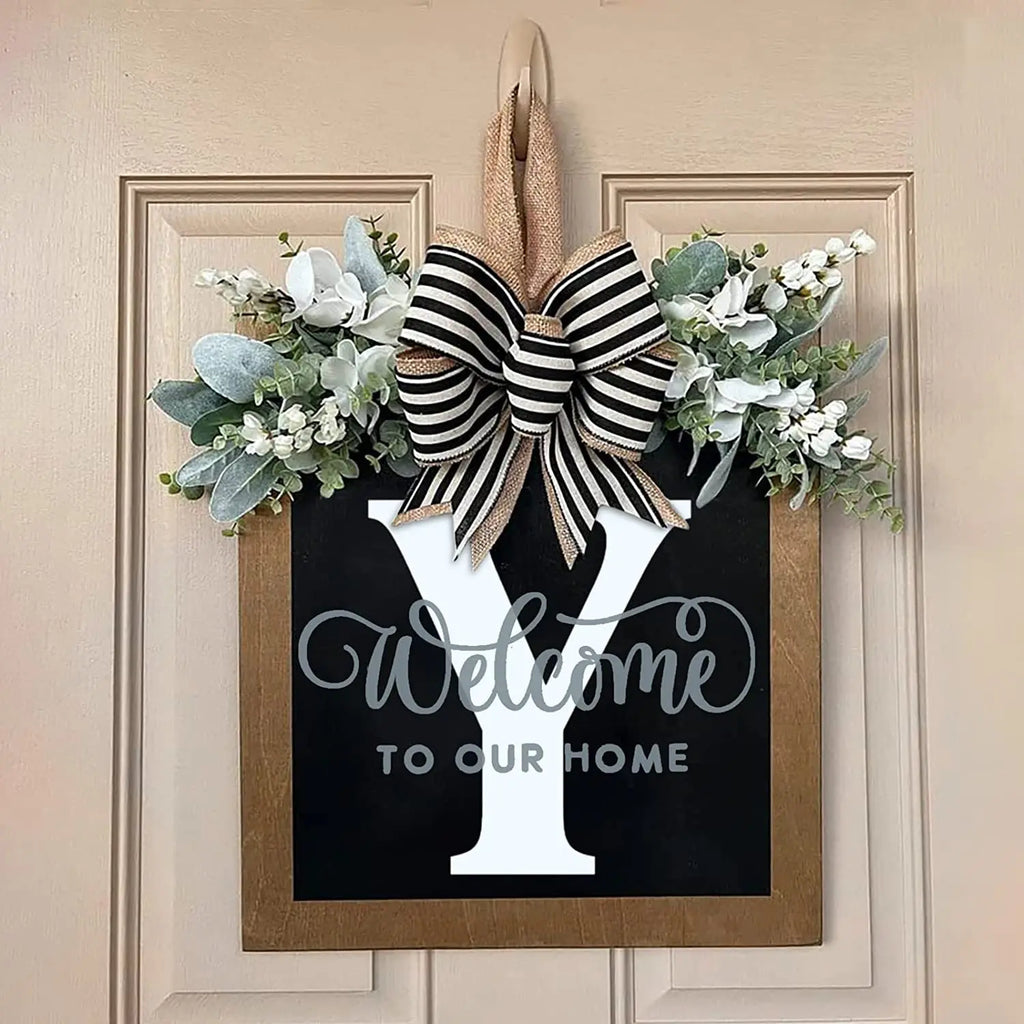 26-letter Personalized Front Door Decoration Door Hangings Layout Props Wooden Crafts Pendants Oasis Select Y Round(30X30CM)