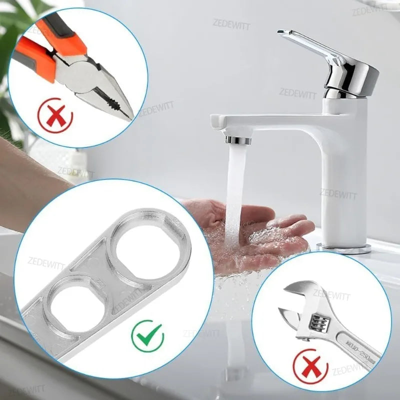 Faucet Maintenance Tool Practical 2 In 1 Faucet Aerator Wrench Water Flow Adjusting Faucet Bubbler Wrench Plumber Home Bathrooms Oasis Select