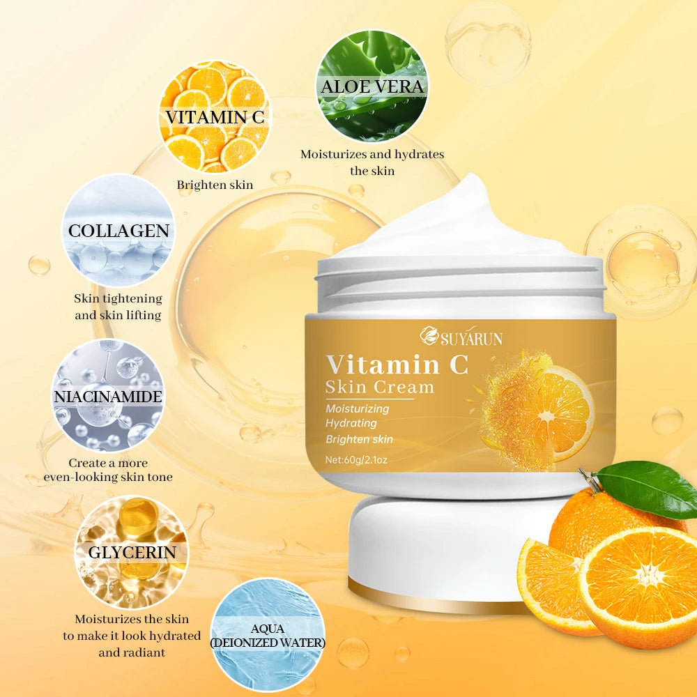 SUYARUN Vitamin C cream, moisturizing and brightening, anti-wrinkle and anti-aging, enhances radiance for all skin types. Oasis Select