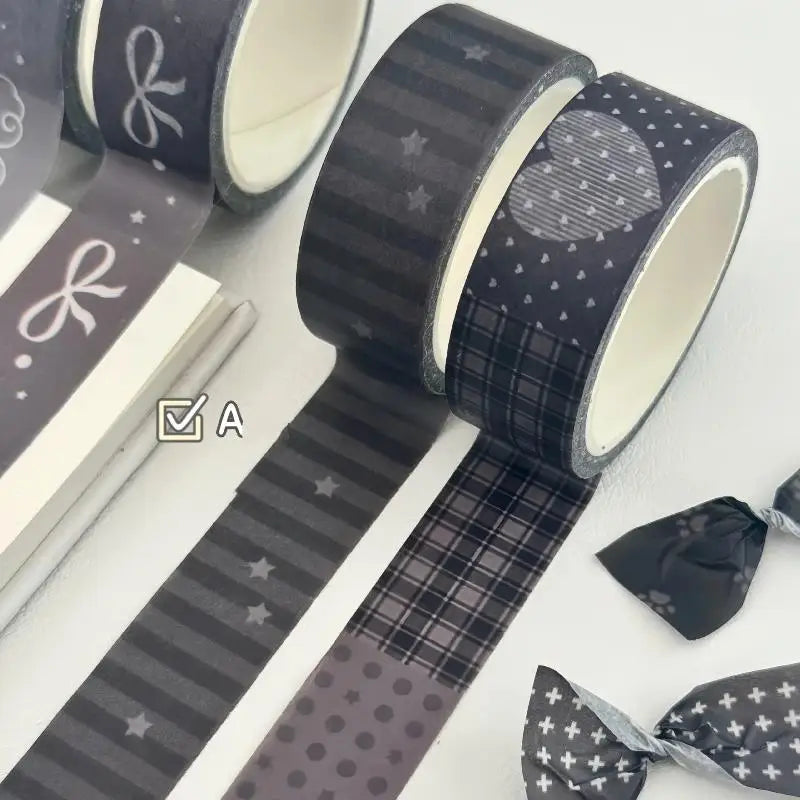 2/3Pcs INS Style Decorative Tape Set Wing Bow Grid Pattern Cute Adhesive Tapes for DIY Scrapbooking Journaling Craft Projects Oasis Select C