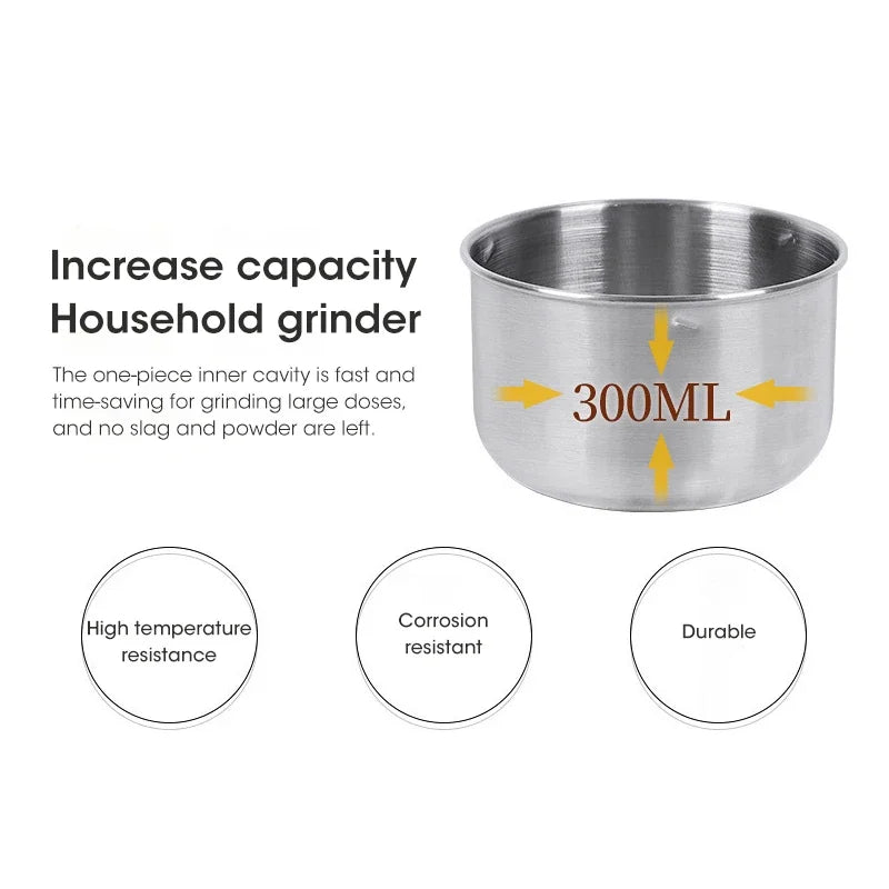 Mini Electric Grinder 300ml Ultrafine Pulverizer for Baby Food Coffee Spice Pepper Grain Mill with 2/4 Blades for Household Use Oasis Select