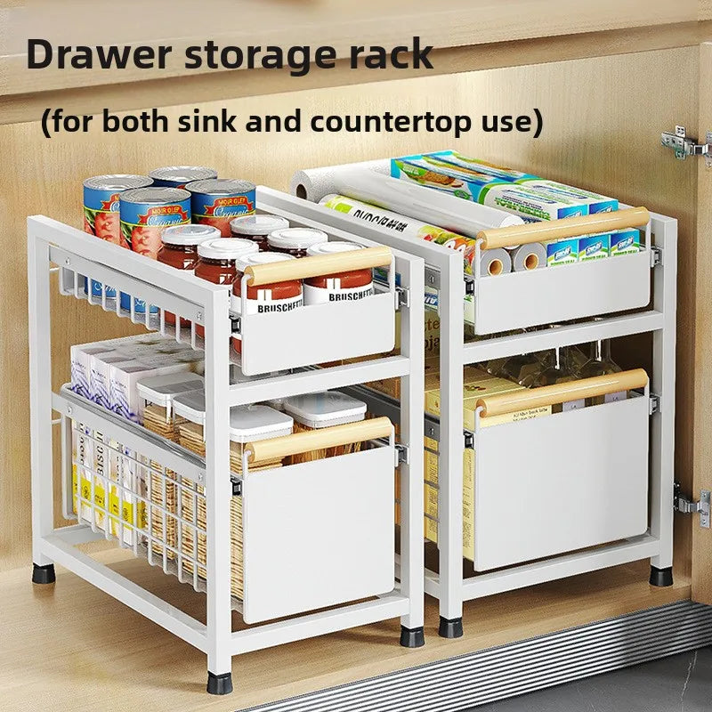 Installation-free kitchen sink rack, countertop cabinet, layered seasoning storage rack, pool under pumping storage rack Oasis Select