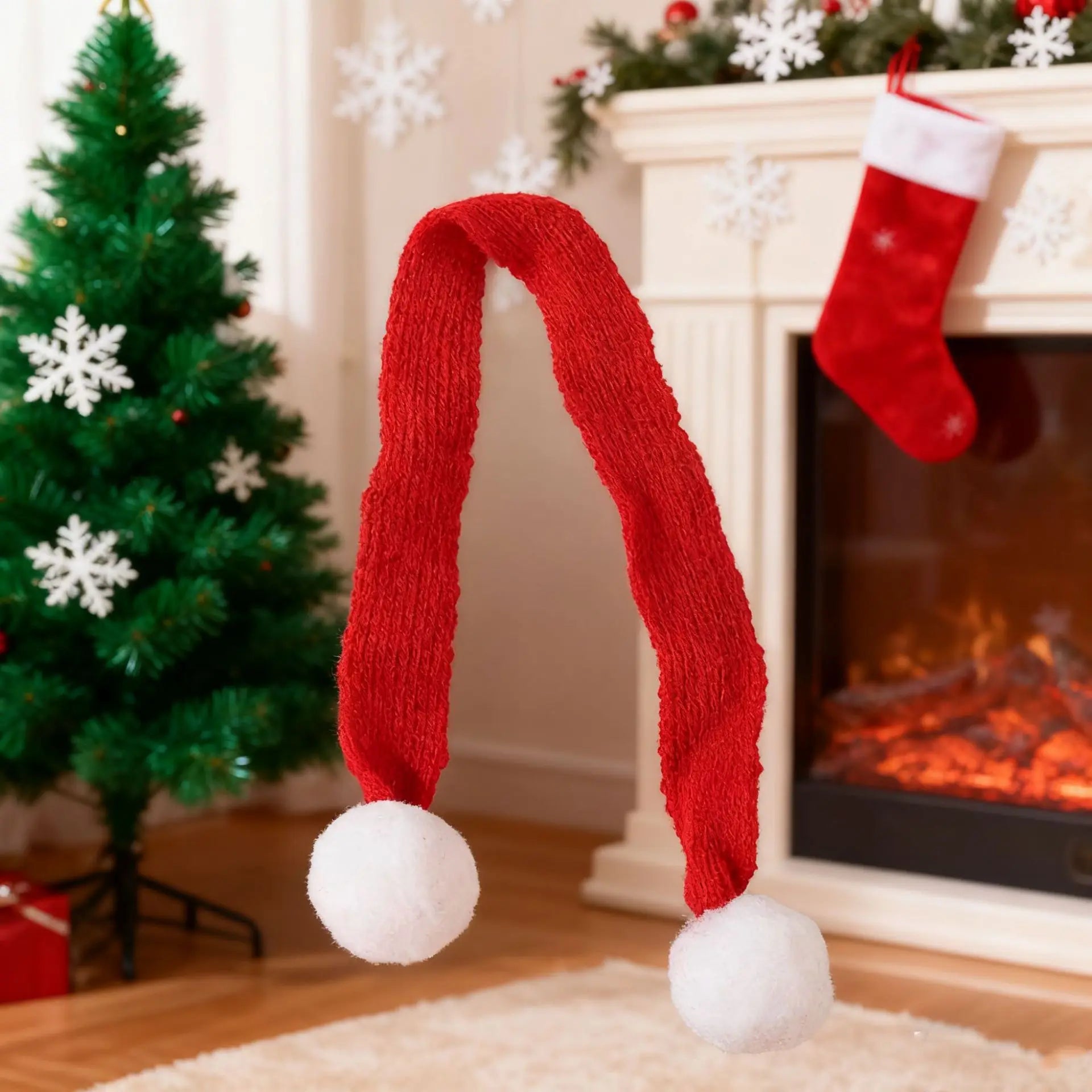 Christmas Knit Cat Scarf with Pom-pom Trim Pet Fashion Accessory Adjustable Kitten Neck Warmer Holiday Photo Prop Wholesale Oasis Select 03-30cm