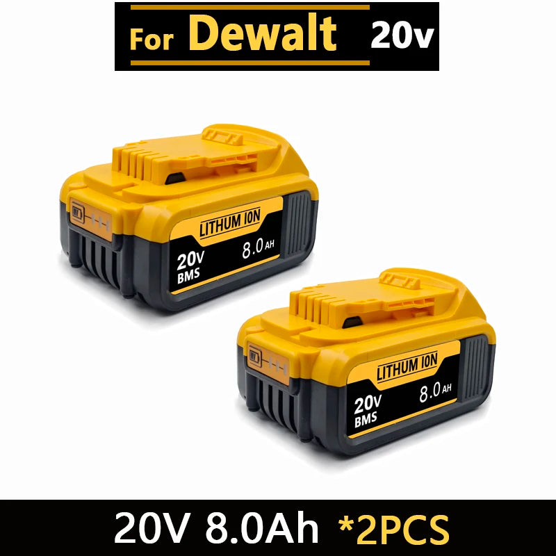 Big promotion 20V lithium ion battery, for dewalt power tool DCB606 DCBGene DCB206 DCB200 MAX 20V batteries// Oasis Select 2Pcs-8.0Ah
