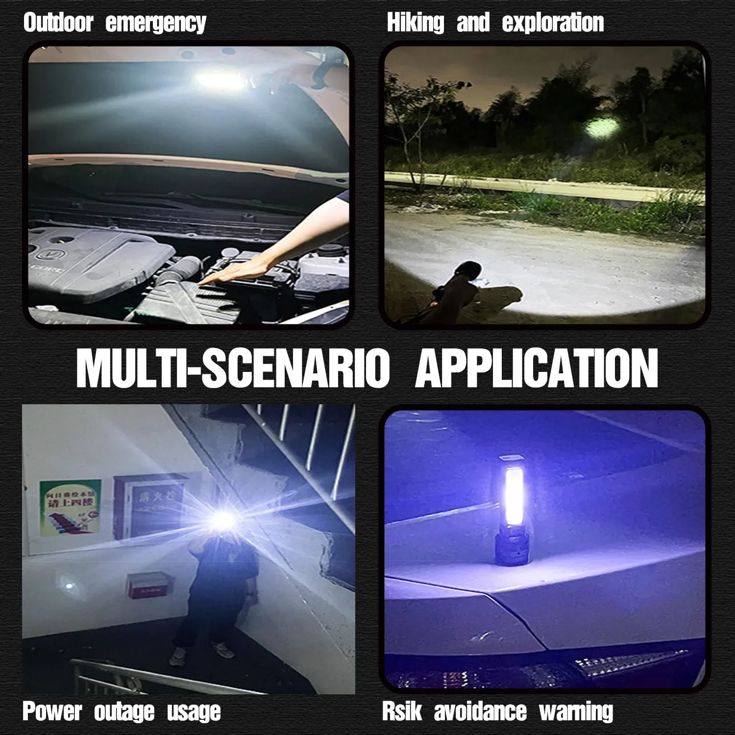 LED Solar Charging Flashlight White/Red/Blue Light USB Rechargeable Super Bright Flashlights Outdoor Emergency Torch 1 Pack Oasis Select