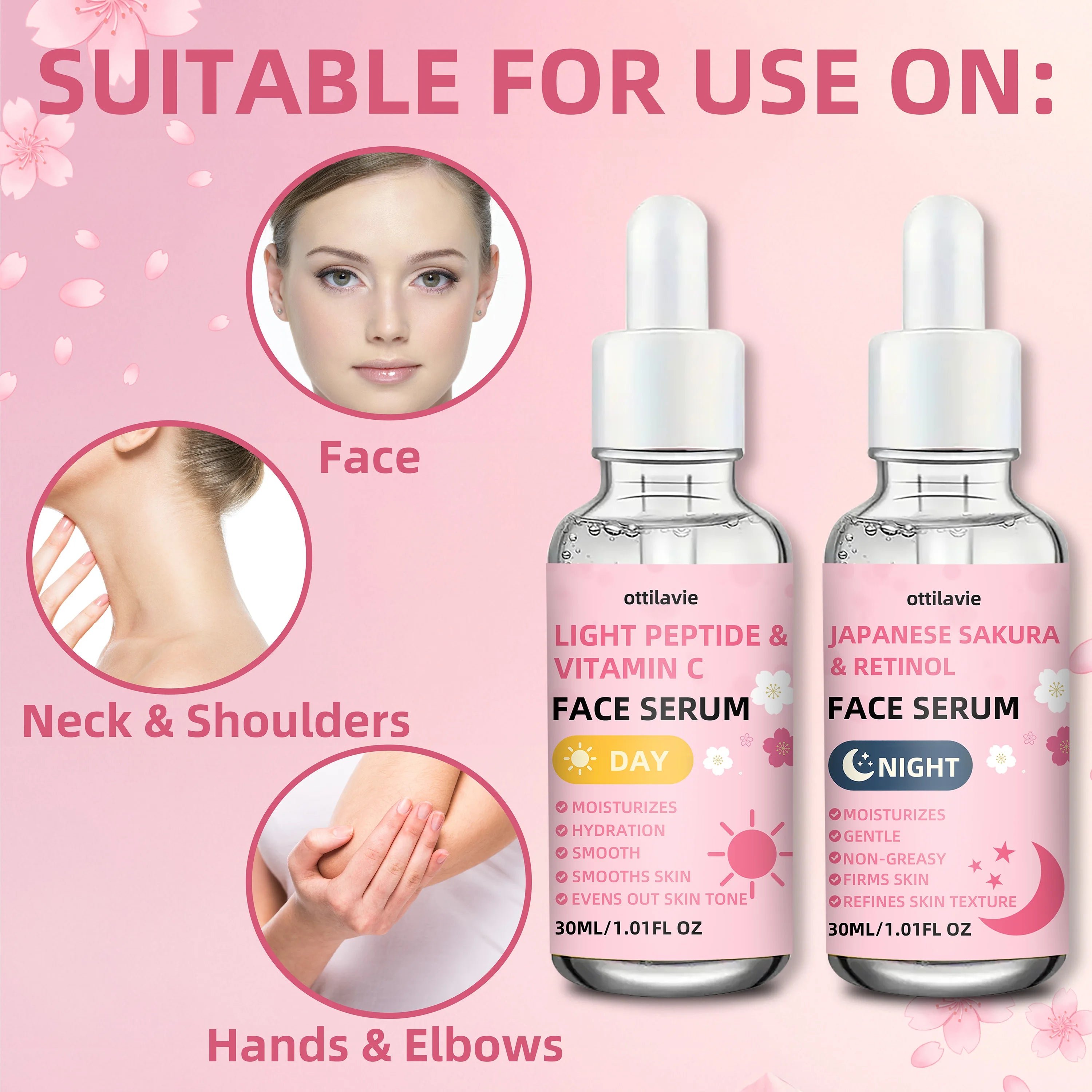 Sakura Retinol & Vitamin C Face Serum Set | 24H Hydration 2pc Face Serum Set Oasis Select