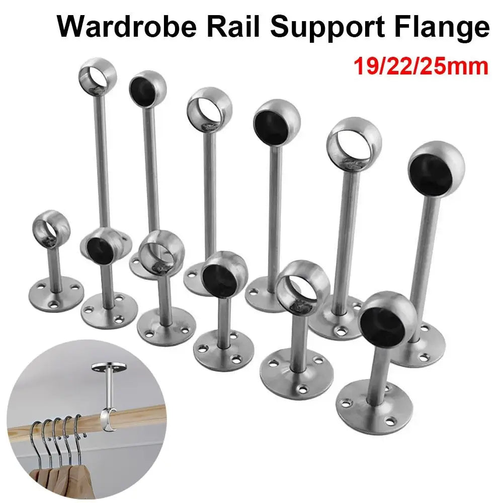 Stainless Steel Pipe Bracket 19/22/25mm | Wardrobe & Curtain Rod