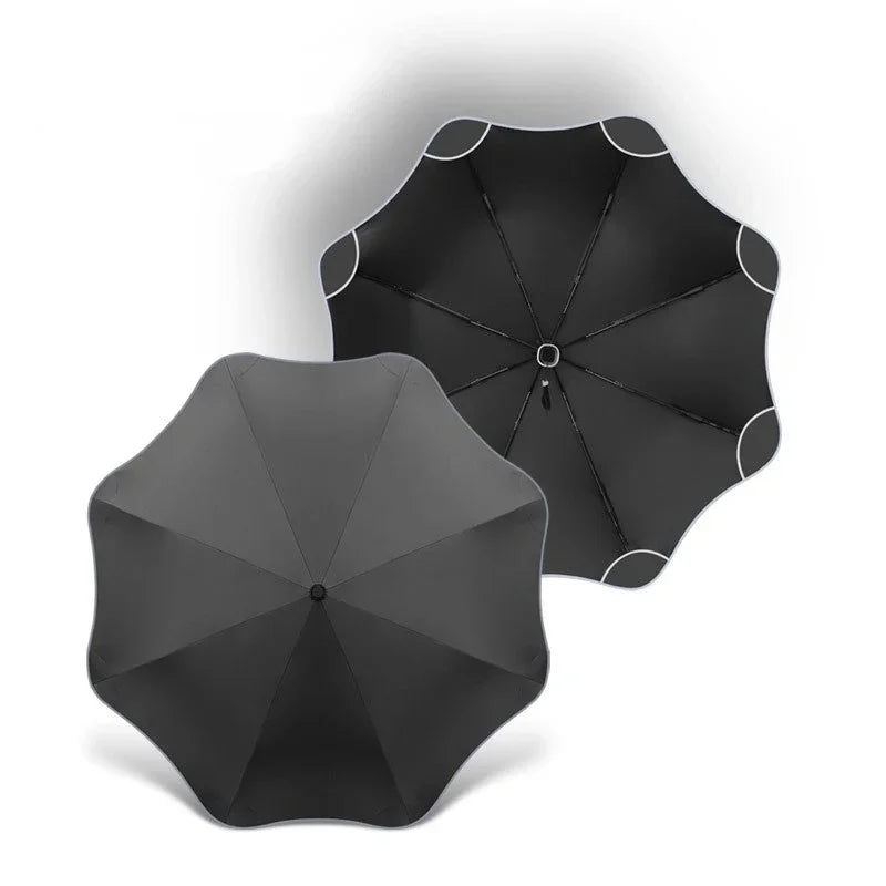 Creative Three Fold Automatic Round Corner Reflective Umbrella Wrapped Edge Sunny Rain Dual Use Vinyl Umbrella Oasis Select