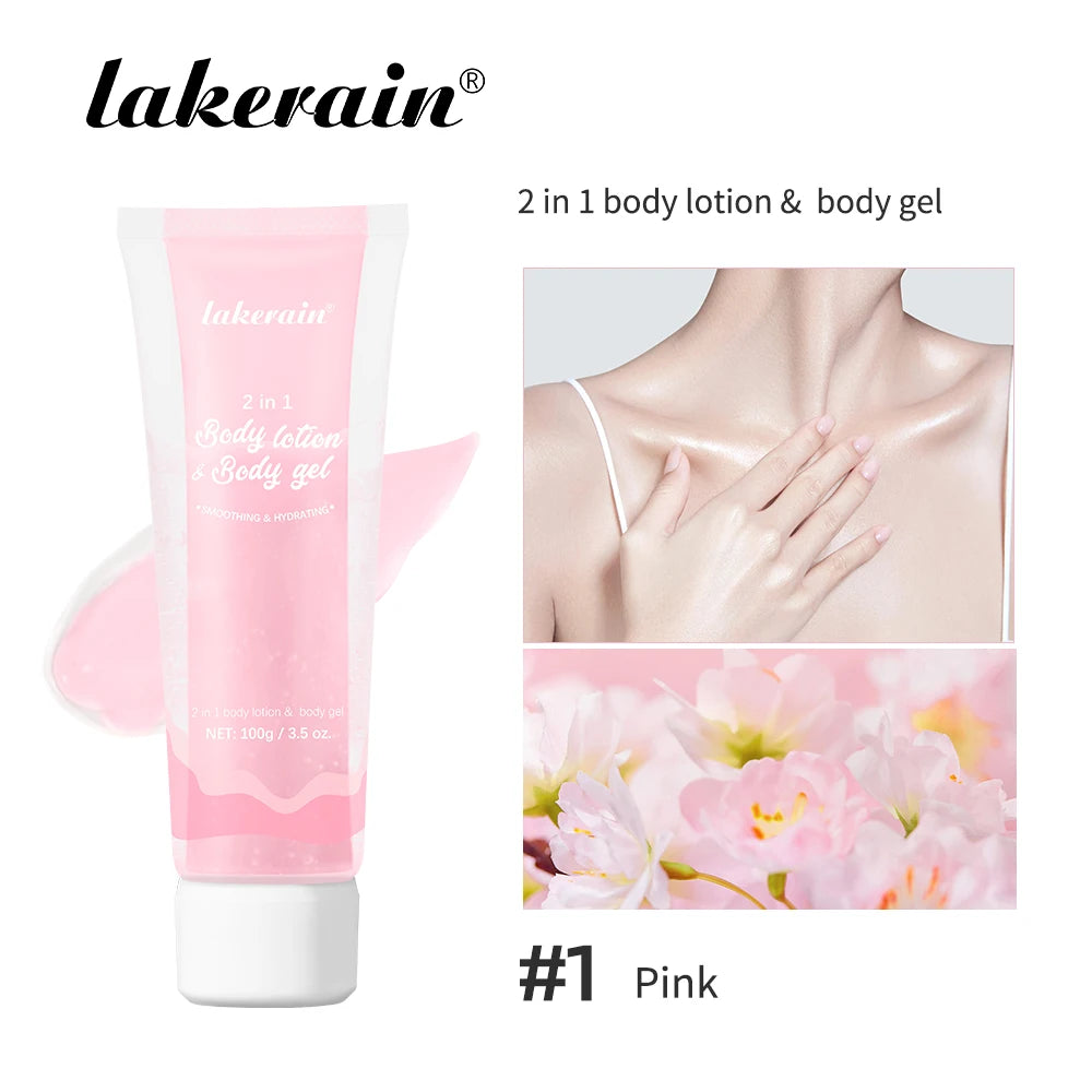 2-in-1 Body Lotion Body Gel Nature Lock Water Anti Aging Brightening Repairing Improve Skin Elasticity Double-tube Body Lotion Oasis Select PINK