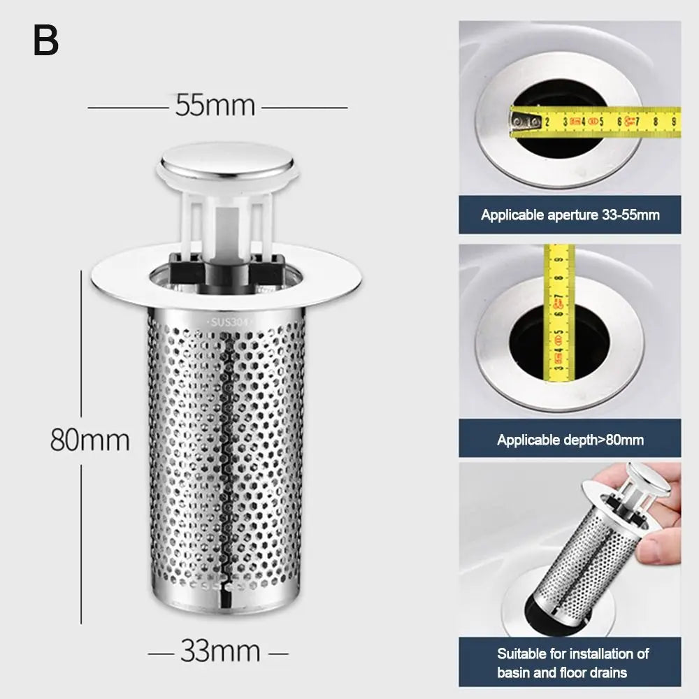 Useful Anti-clog Floor Drain Filter Mesh Stainless Steel Hair Trap Pop Up Drain Filter Shower Leak Net Bathroom Accessory Oasis Select -B