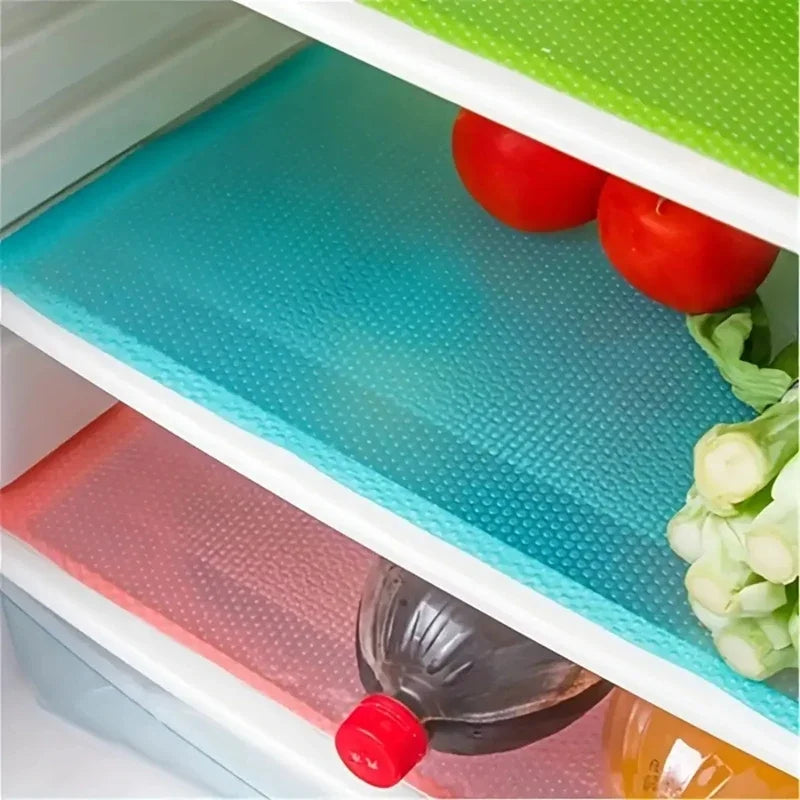 4PCS EVA Waterproof Refrigerator Liner Mat Washable Mildew Kitchen Pad Anti-oil Cabinet Drawer Placemat Heat-insulat Fridge Mat Oasis Select