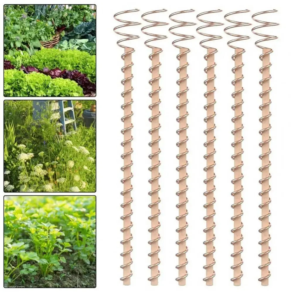 Bonsai Copper Electroculture Plant Stakes Wire Coil Wood Rod Gardening Copper Coil Antennas Plant Support Frame Garden Oasis Select