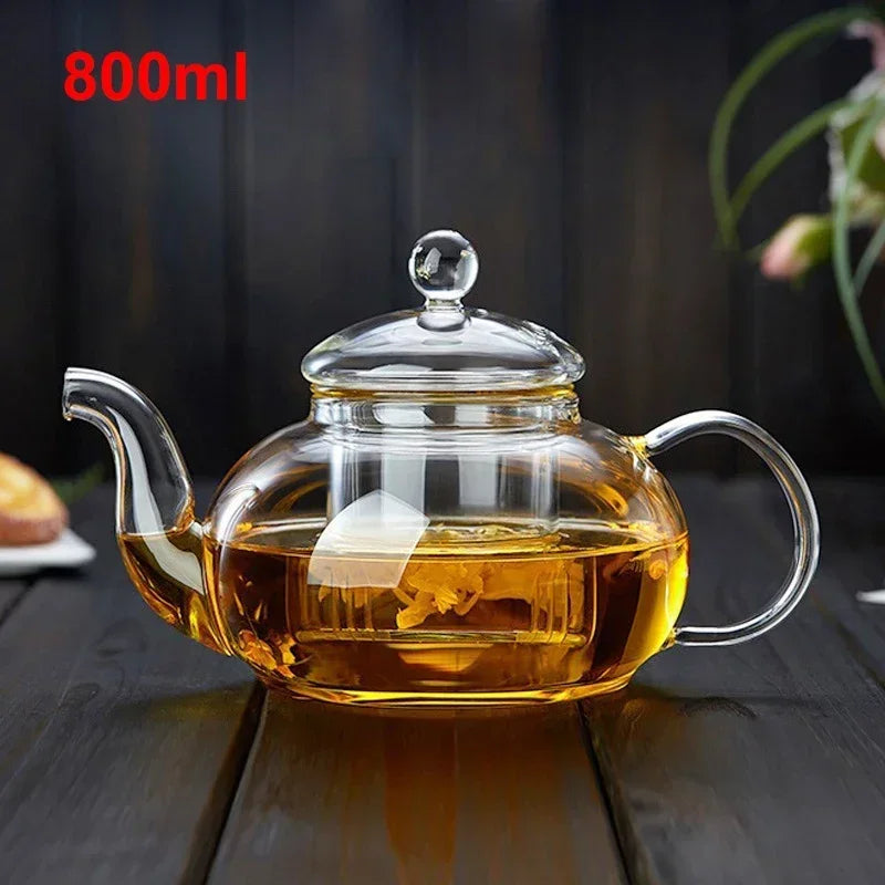 400ml/1000ml Glass Teapot Filterable Heat-resistant Thickened High Borosilicate Durable Flower Tea Pot Heatable Puer Oolong Pot Oasis Select 800ml