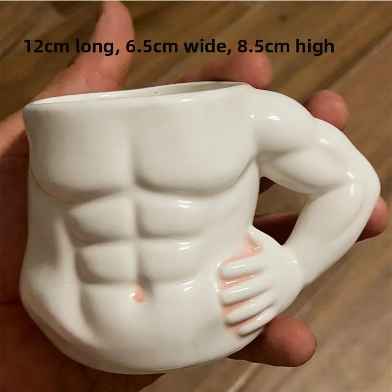 Creative Ceramic Coffee Mug Unique Hand Handle Design for Daily Beverage Office Home Funny Decorative Drinkware Gift Oasis Select about 320ml Abdominal muscle cup