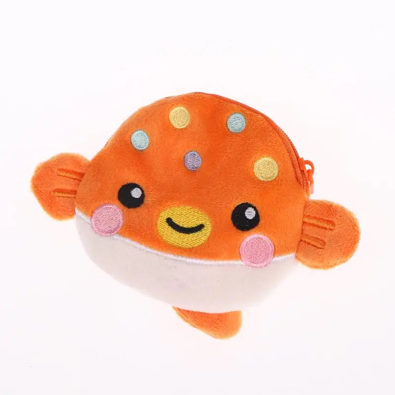 Cute Pufferfish Plush Mini Coin Purse – Zipper Pouch Wallet Novelty Coin Purse Oasis Select A6