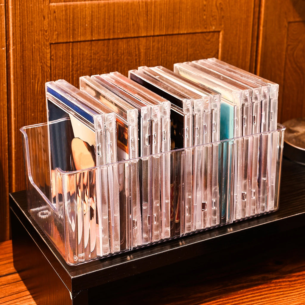 1pc rectangular CD storage box dustproof DVD sorting rack large capacity CD storage rack desktop audio video disc storage box Oasis Select